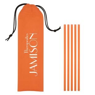 5-Pack On-The-Go Straws w/ Pouch - Orange, Translucent