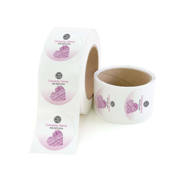 Squiggly Heart 2"x2" Circle - Hibiscus