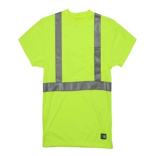 Berne Men's Hi-Vis Class 2 Performance Pocket T-Shirt - Yellow (PMS-Yellow C)