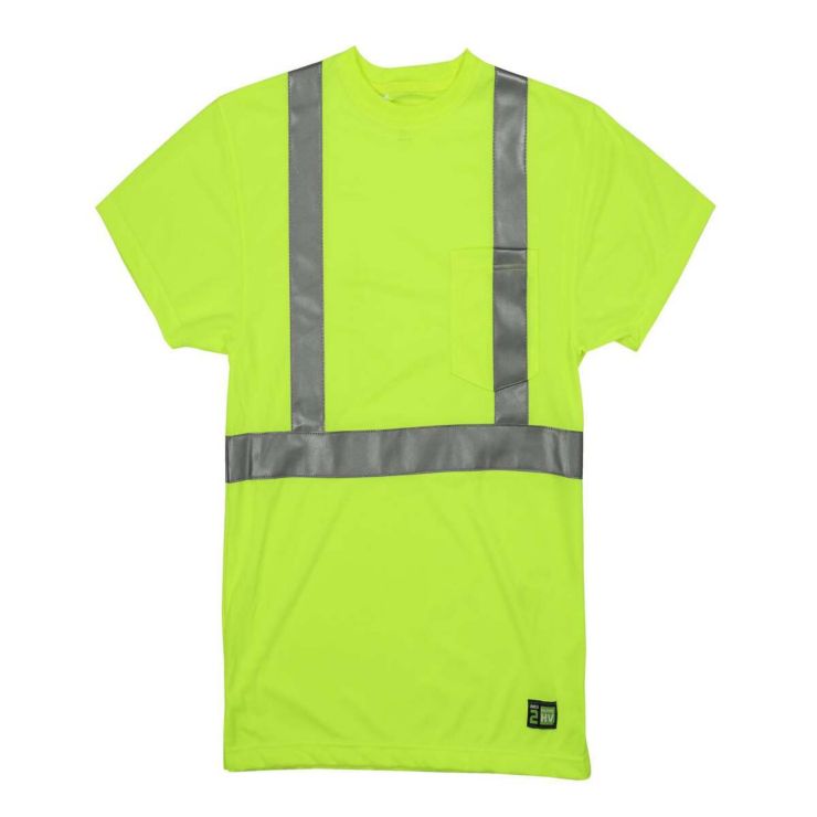 Berne Men's Hi-Vis Class 2 Performance Pocket T-Shirt - Yellow (PMS-Yellow C)