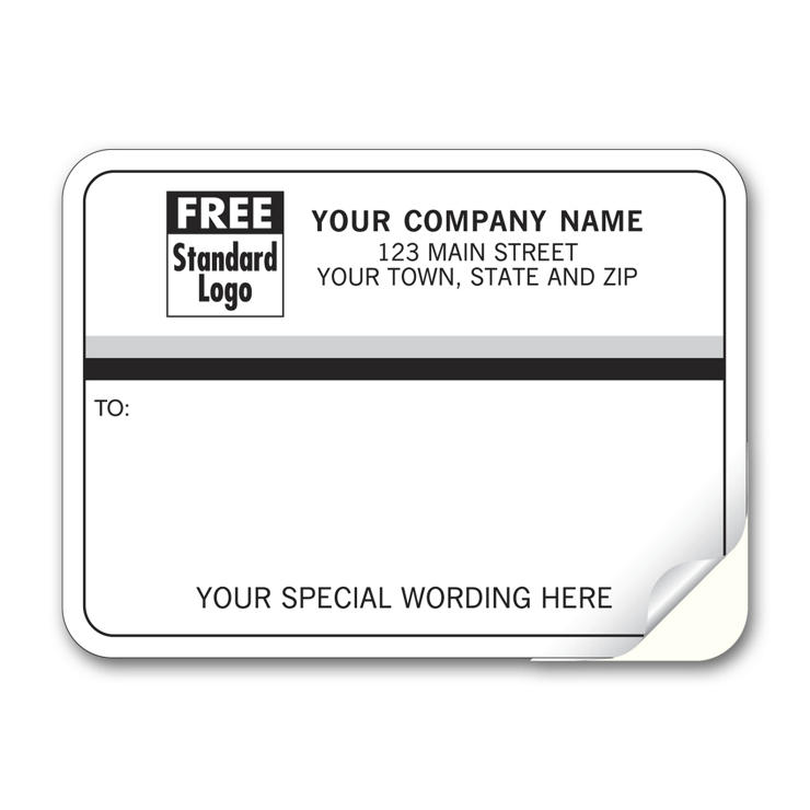 Mailing Labels, Padded, White with Black & Gray Stripes