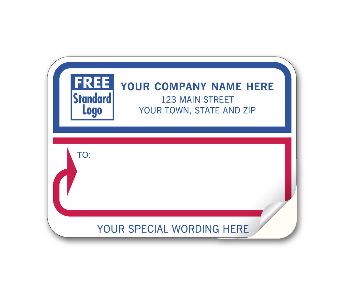 Mailing Labels, Padded, White with Blue & Red Borders