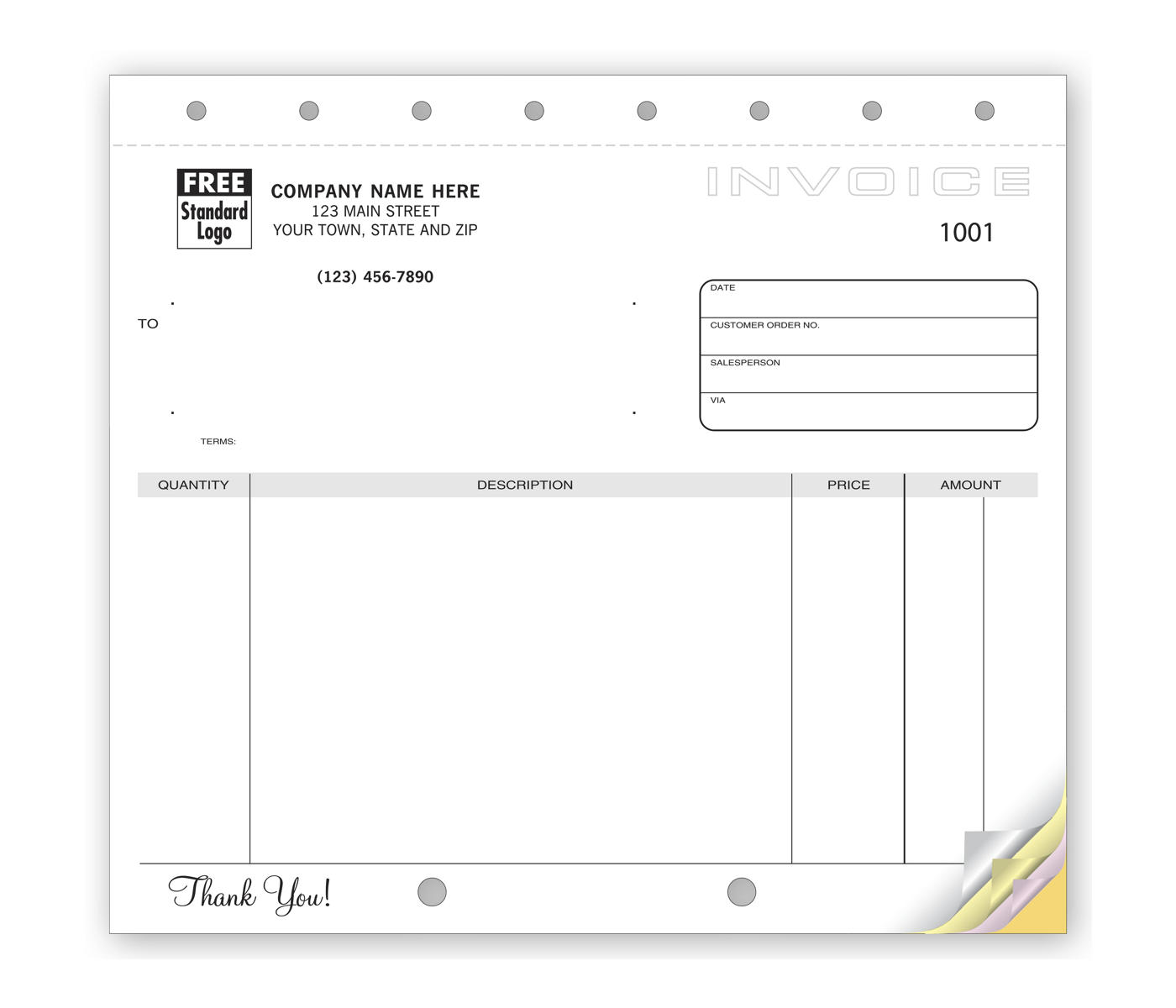 Classic Unlined Small Invoices