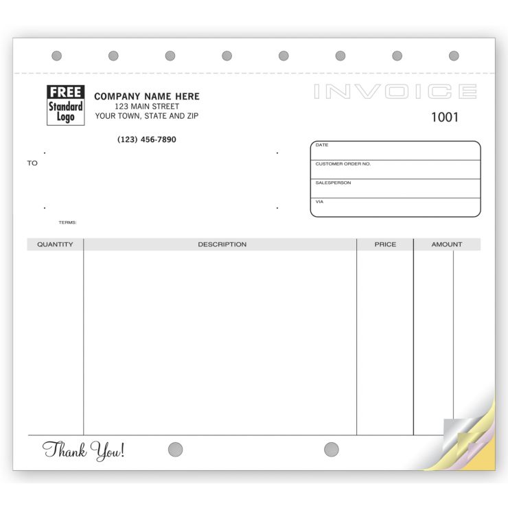 Classic Unlined Small Invoices 2-Part