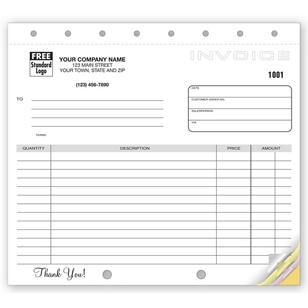 Classic Design, Lined Small Format Invoices 2-Part