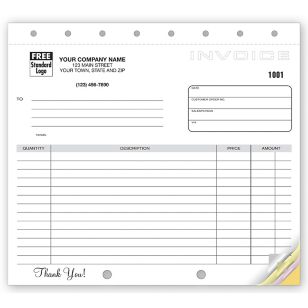 Classic Design, Lined Small Format Invoices 2-Part