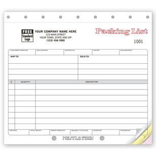 Carbonless, Small Format Packing Lists 2-Part