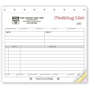 Carbonless, Small Format Packing Lists 2-Part