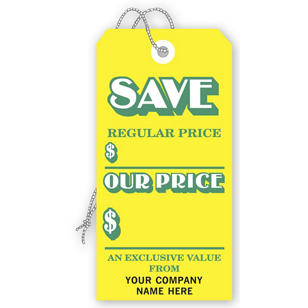 Save Tags, Stock,Yellow, Large Not Imprinted