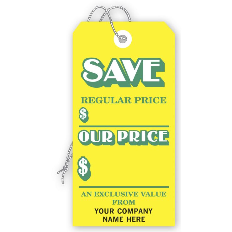 Save Tags, Stock,Yellow, Large Not Imprinted