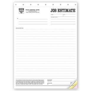 Job Estimate Forms, Sets 2-Part