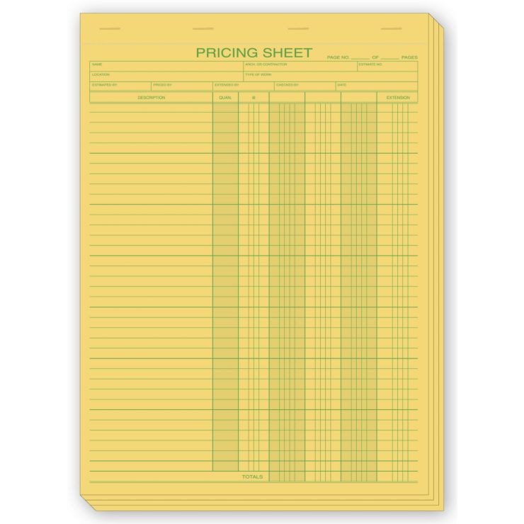 Pricing Sheets