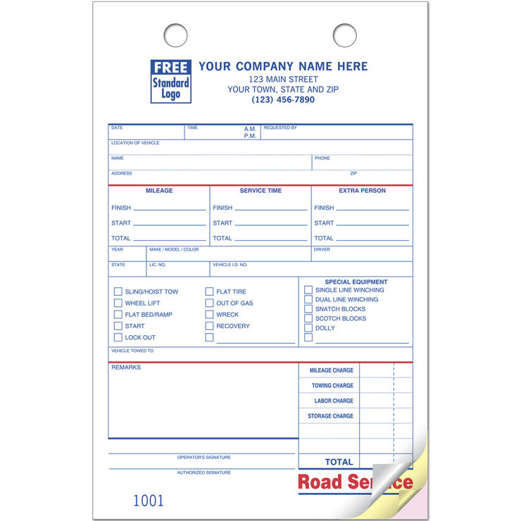 Register Forms, Road Service, Large Format