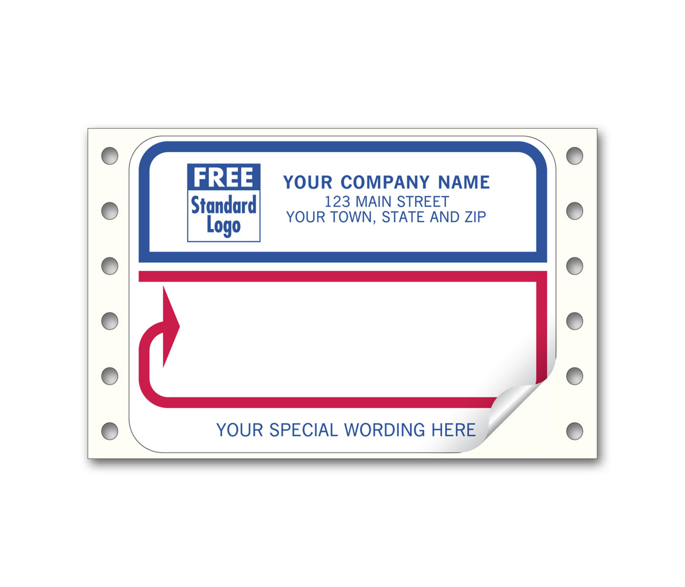 Mailing Labels, Continuous, White with Blue/Red Borders