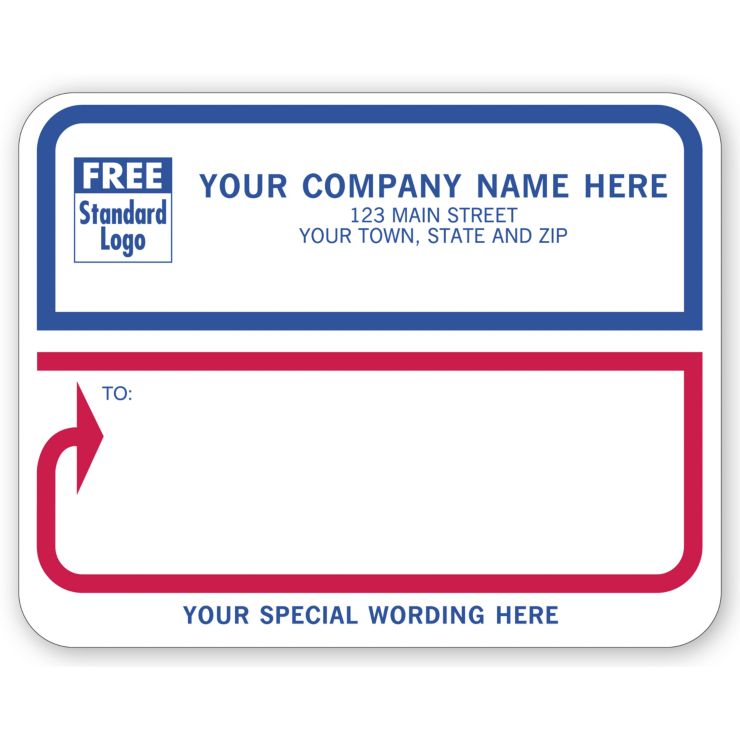 Jumbo Mailing Labels, Padded, White with Blue/Red Border