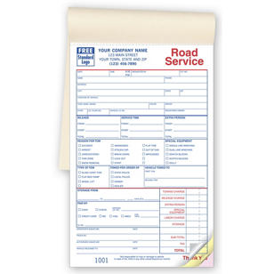 Service Orders, Road/Towing, Booked, Small Format 2-Part