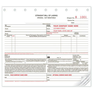 Bills of Lading, Carbonless, Small Format 3-Part