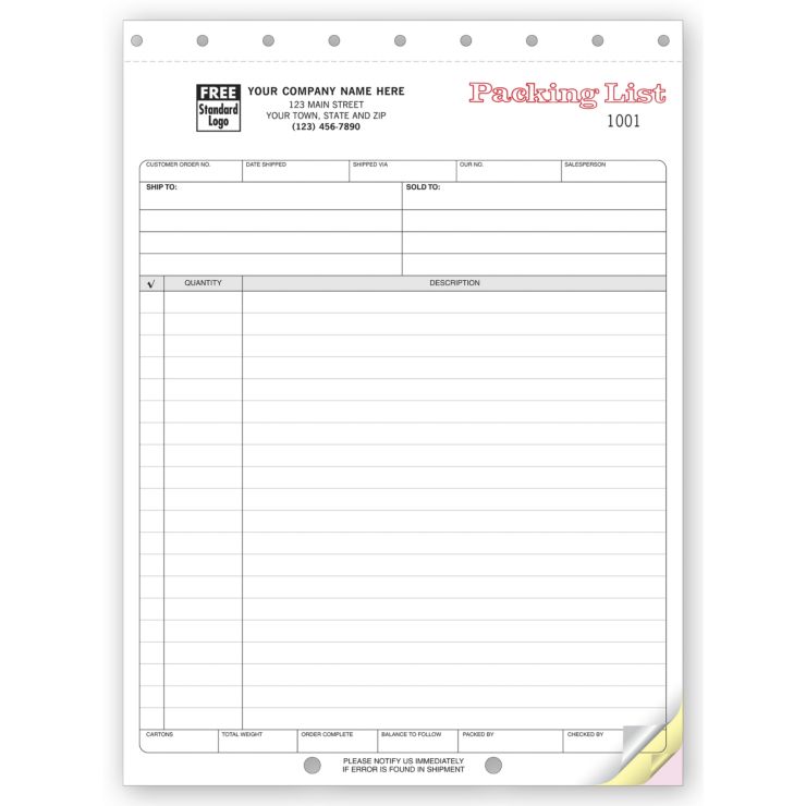 Packing Lists - Large Carbonless 2-Part