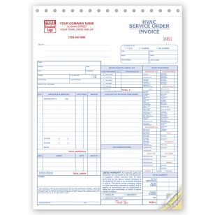 Service Orders, HVAC, w/Checklist, Large Format 3-Part