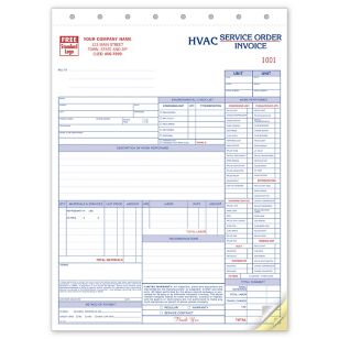 Service Orders, HVAC, w/Checklist, Large Format 3-Part