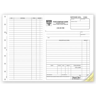 Work Orders, Side-Stub, Carbonless, Large Format 2-Part