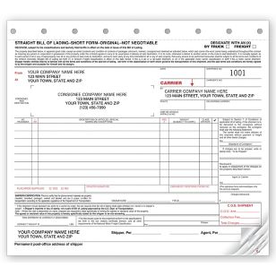 Bills of Lading - Small Carbonless 3-Part