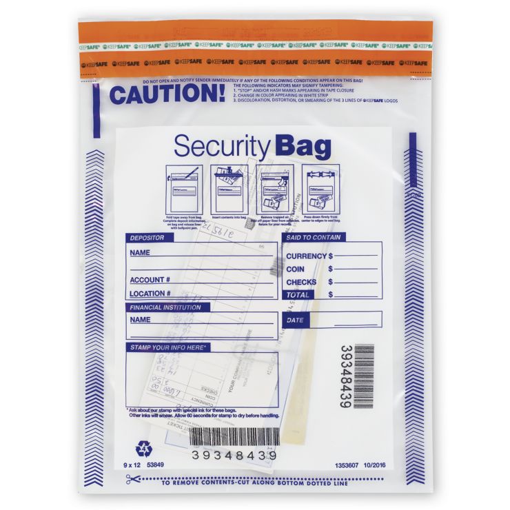 9 x 12" Single Pocket Deposit Bag, Clear