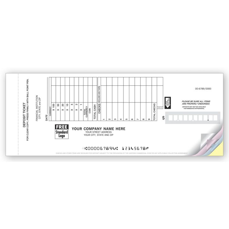 Booked Deposit Tickets - Retail Format 2-Part