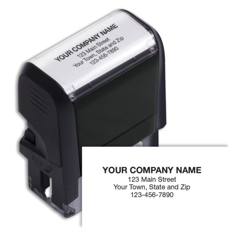 Name and address stamp small self inking bradford business checks