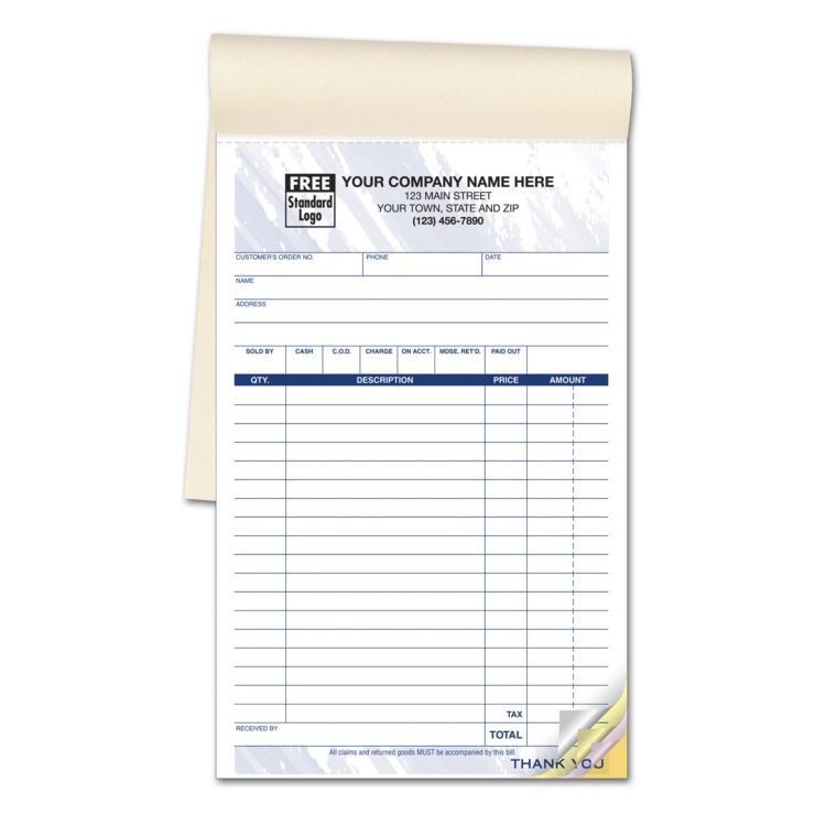 Multi-Purpose Colored Sales Books, Large Format 2-Part