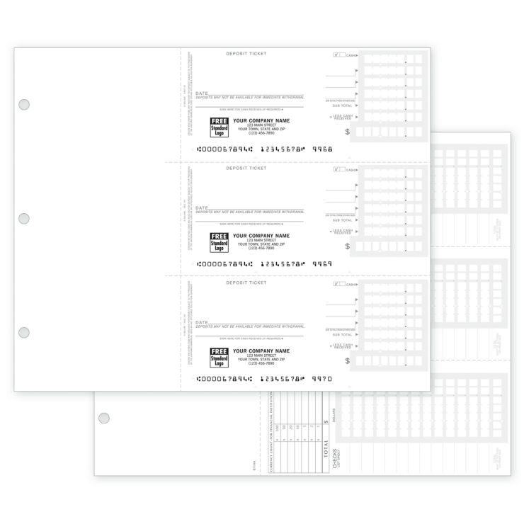 3-On-A-Page Compact Deposit Tickets for Home Acct Deskbook
