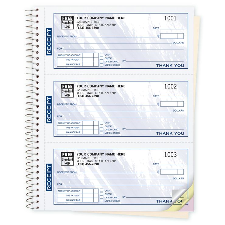 Cash Receipt Books, Colors Design, 3 To Page 2-Part