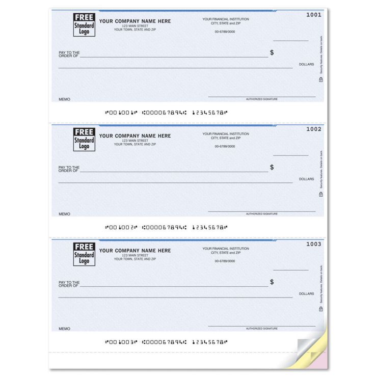 Lined - Laser 3 to a page business checks 1-Part