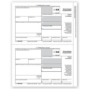 1099 NEC Form REC Copy B Cut Sheet