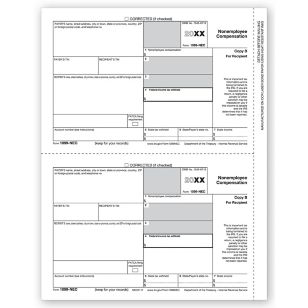 1099 NEC Form REC Copy B Cut Sheet
