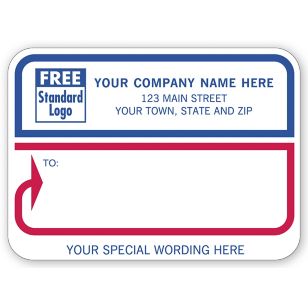 Mailing Labels, Rolls, White with Blue & Red Borders