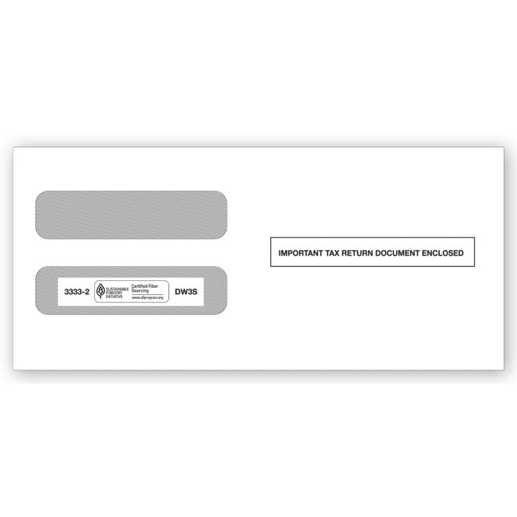 3-Up Horiz. Laser W-2 Double-Window Envelope, Self-Seal