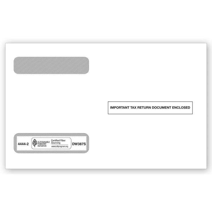 4-Up Horizontal Laser W-2 Double-Window Envelope, Self-Seal