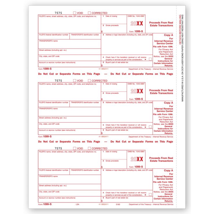 Laser 1099-S, Federal Copy A