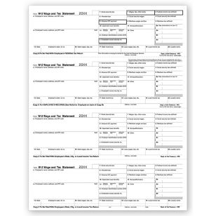 4-Up Laser W-2, Employee Copy, Horizontal Format