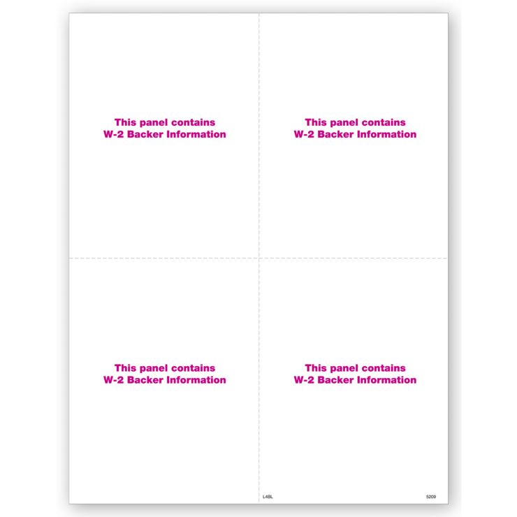 4-Up Blank Laser W-2 with Backer