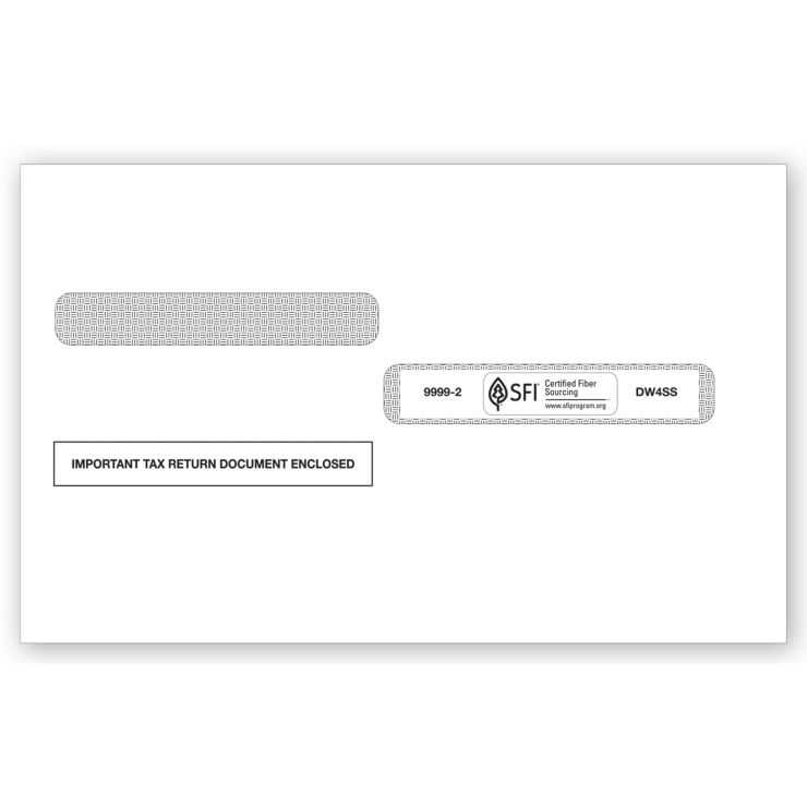 4-Up Box Laser W-2 Double-Window Envelope, Self-Seal