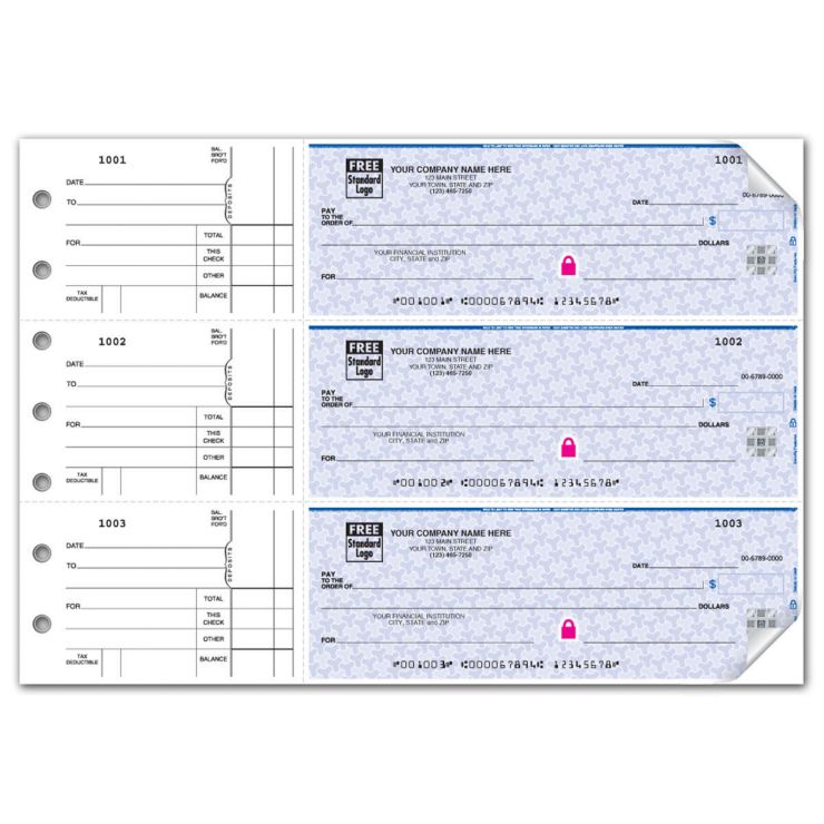 Side-Tear 3 to a page 1-Part Manual Security Business Checks