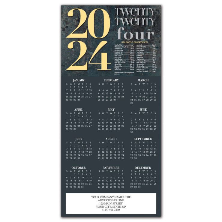 2024 Bold Year Calendar Cards - White