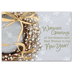 White Berry Wreath Holiday Cards - White