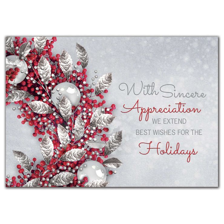 Lustrous Appreciation Holiday Cards - White
