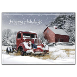 Rustic Glory Patriotic Holiday Cards - White