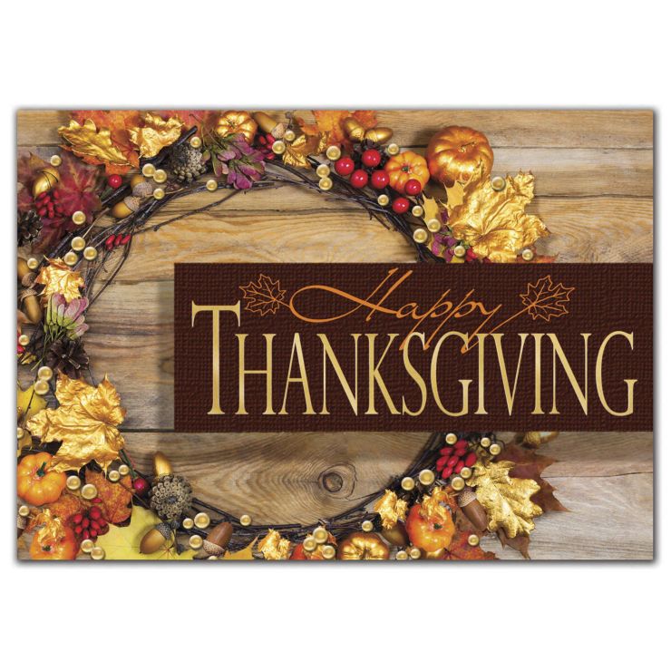 Autumn Harvest Thanksgiving Cards - White