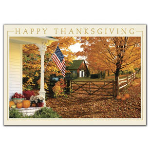Fall Greetings Thanksgiving Cards - White