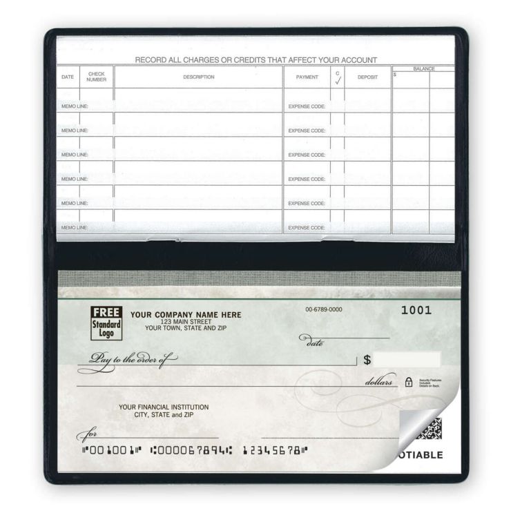 Compact Size Duplicate Checks, Green Marble Design Bradford Business Checks